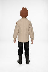 Quilted Raglan Sleeve Jacket Beige-3