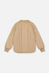 Quilted Raglan Sleeve Jacket Beige-4