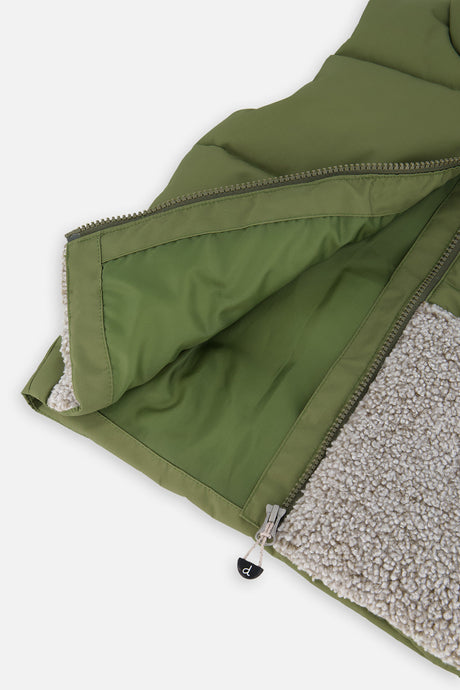 Deux par Deux Sleeveless Mid-Season Vest Olive Green