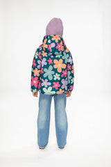 Quilted Mid-Season Jacket Green Floral Print-3
