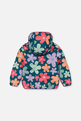 Quilted Mid-Season Jacket Green Floral Print-4