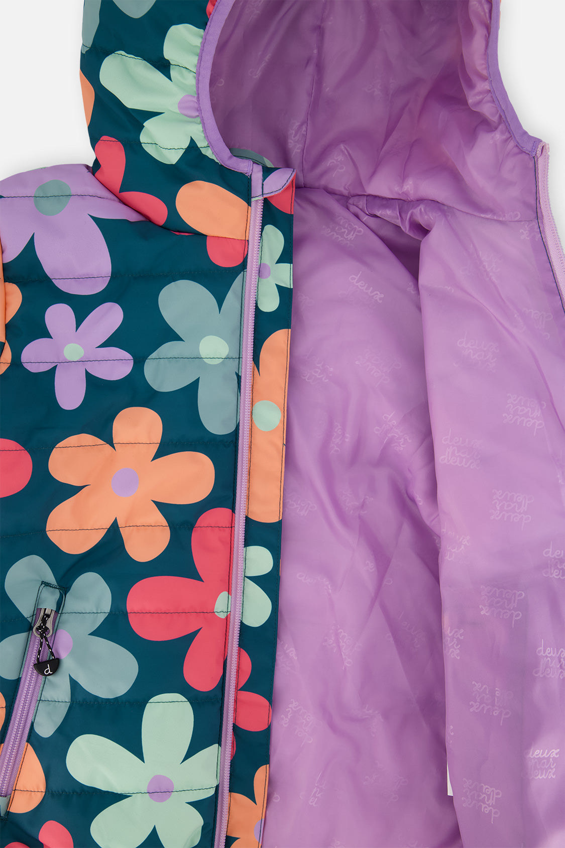 Deux par Deux Quilted Mid-Season Jacket Green Floral Print