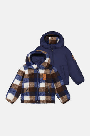 Reversible Mid-Season Jacket Dark Blue And Brown-0