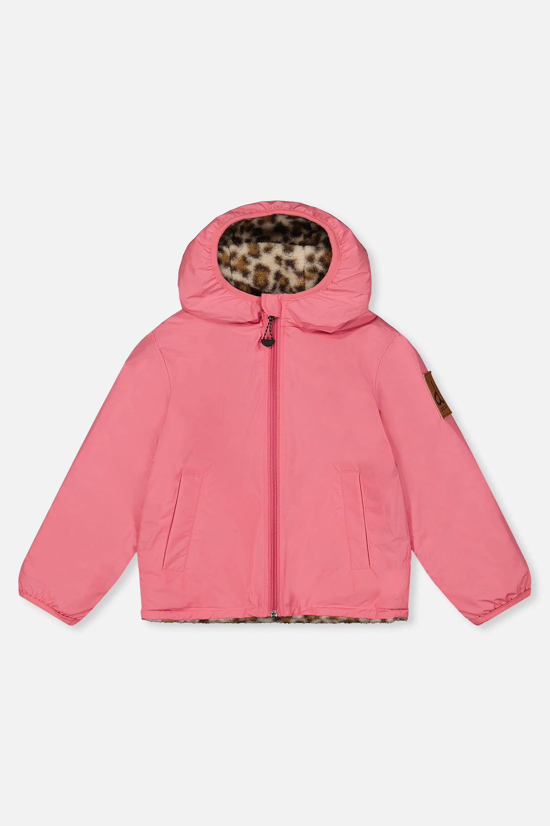 Deux par Deux Reversible Mid-Season Jacket Pink And Leopard