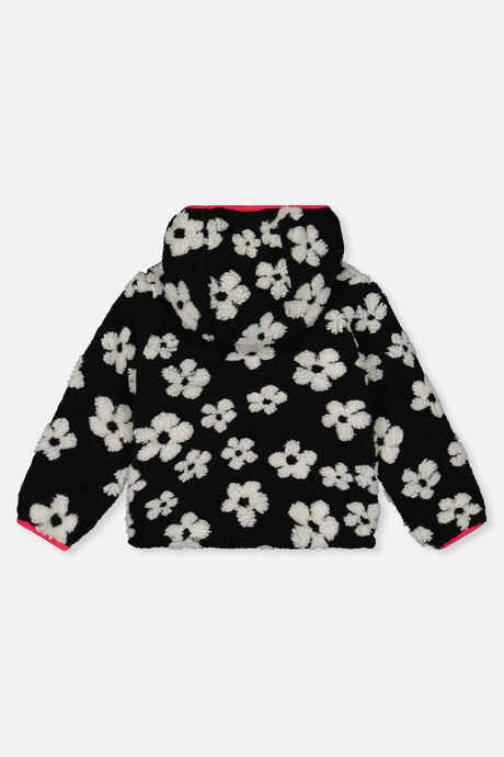 Deux par Deux Reversible Mid-Season Jacket Pink And Black Printed Flowers