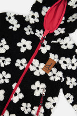 Deux par Deux Reversible Mid-Season Jacket Pink And Black Printed Flowers
