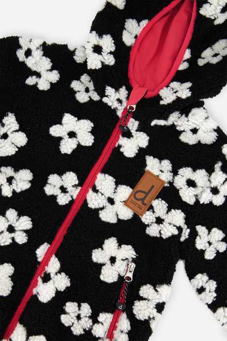 Deux par Deux Reversible Mid-Season Jacket Pink And Black Printed Flowers