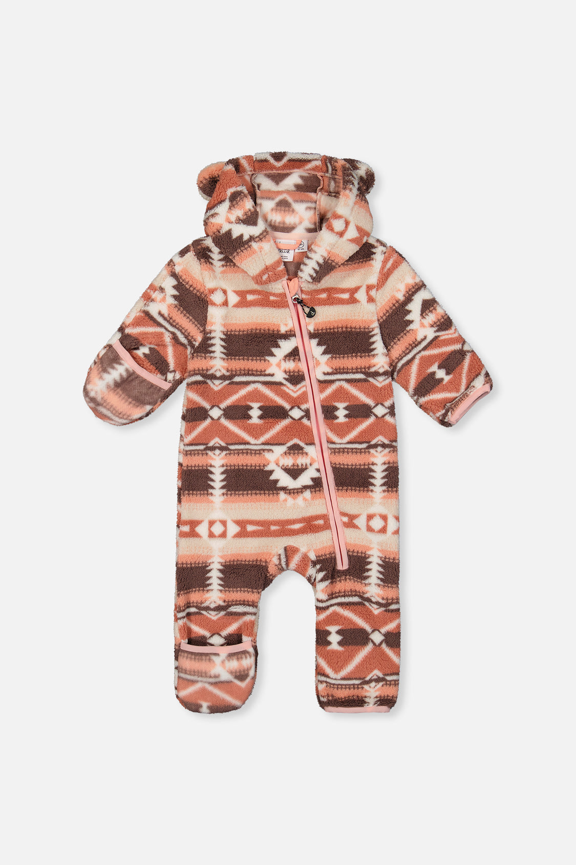 Baby Mid-Season Plush One-Piece Outerwear Aztec Pink-0