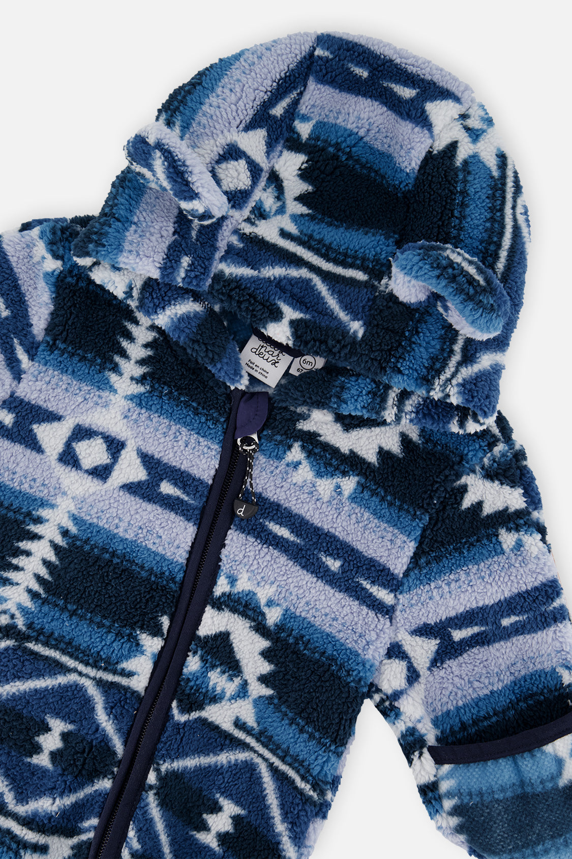 Deux par Deux Baby Mid-Season Plush One-Piece Outerwear Aztec Blue