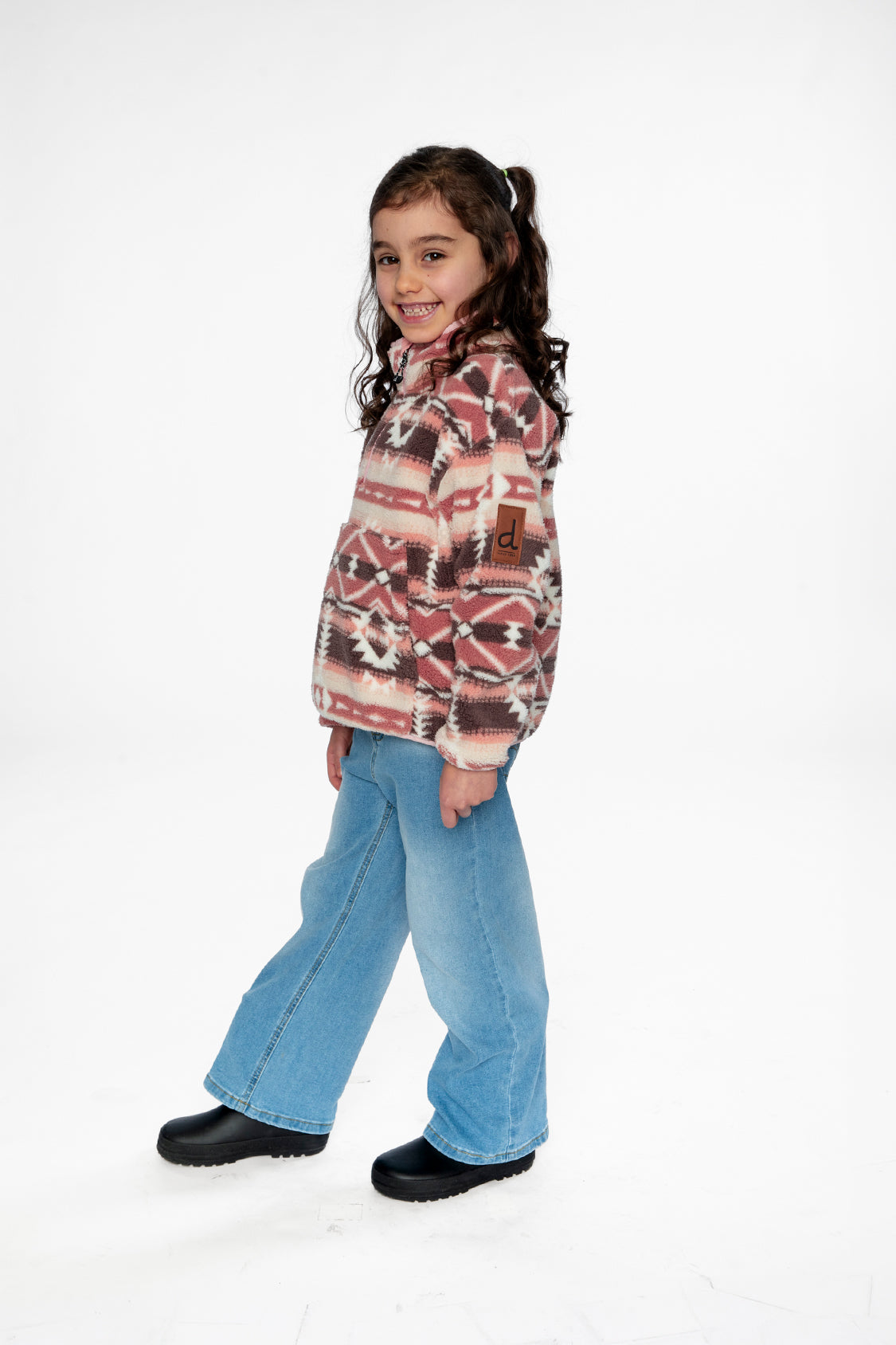 Mid-Season Plush Pullover Jacket Aztec Pink-2