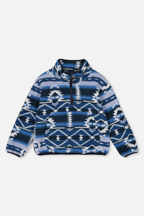 Mid-Season Plush Pullover Jacket Aztec Blue-0