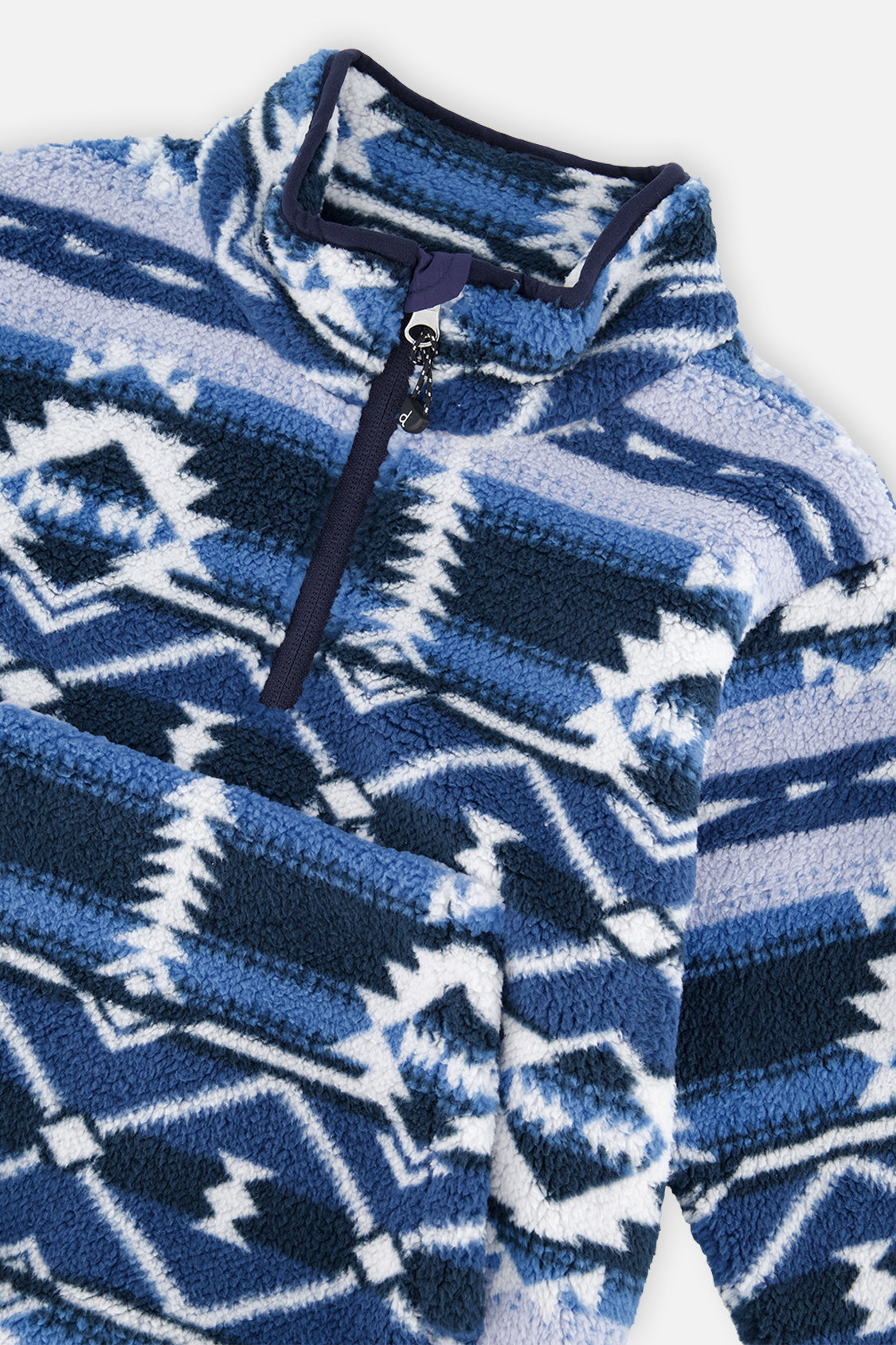 Deux par Deux boys' plush half-zip pullover in Aztec blue – product photo 3