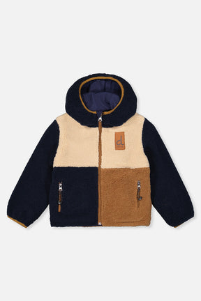 Baby Reversible Mid-Season Jacket Dark Blue, Beige And Brown-0