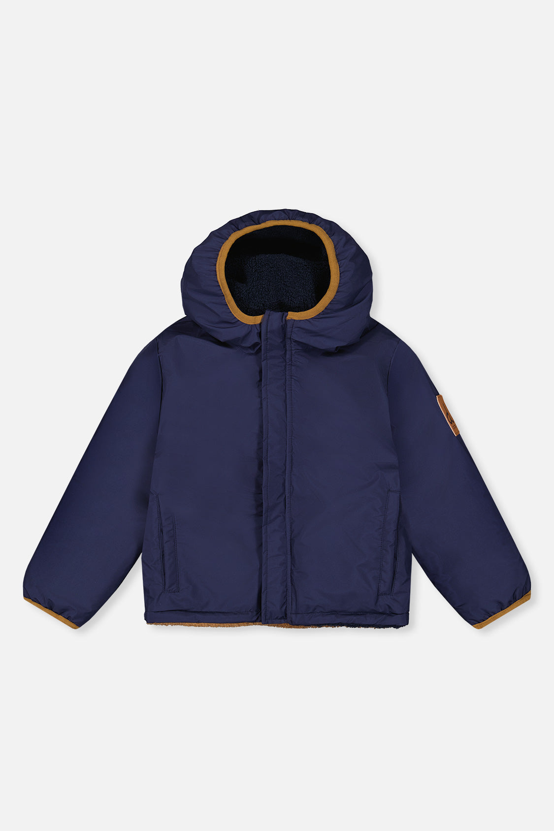 Deux par Deux Reversible Mid-Season Jacket Dark Blue, Beige And Brown