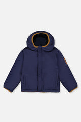 Deux par Deux Reversible Mid-Season Jacket Dark Blue, Beige And Brown