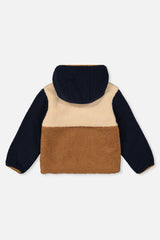 Baby Reversible Mid-Season Jacket Dark Blue, Beige And Brown-3