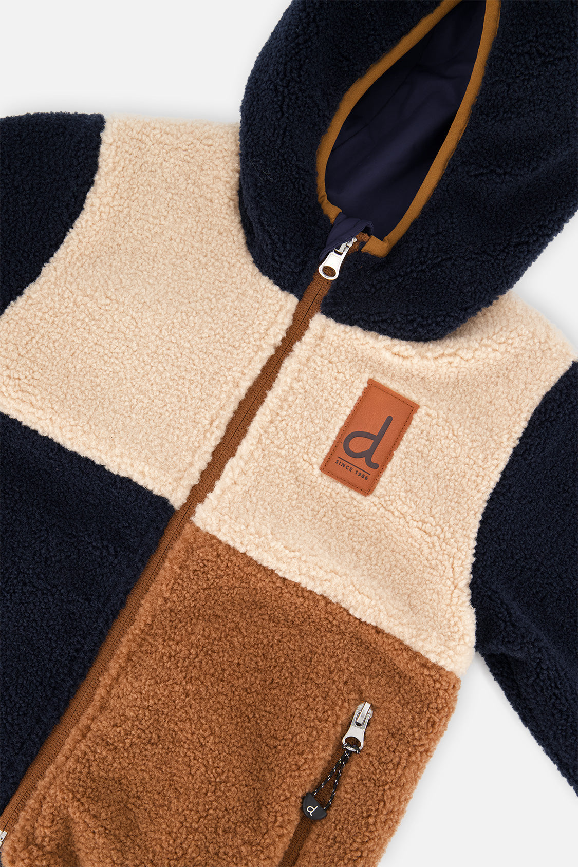 Baby Reversible Mid-Season Jacket Dark Blue, Beige And Brown-4