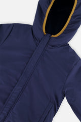 Deux par Deux Baby Reversible Mid-Season Jacket Dark Blue, Beige And Brown