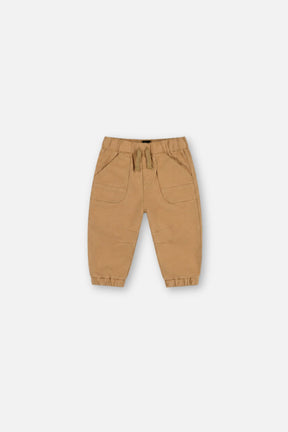 Baby Stretch Canvas Jogger Pants Beige-0