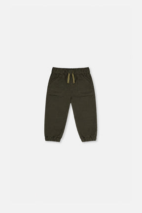 Baby Stretch Canvas Jogger Pants Very Dark Green-0