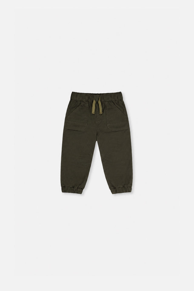Baby Stretch Canvas Jogger Pants Very Dark Green-0