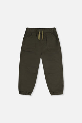 Stretch Canvas Jogger Pants Very Dark Green-0