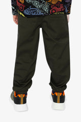 Stretch Canvas Jogger Pants Very Dark Green-3