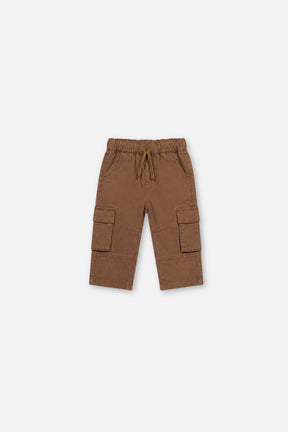 Baby Twill Pants With Cargo Pockets Neutral Brown-0