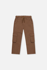 Twill Pants With Cargo Pockets Neutral Brown-0