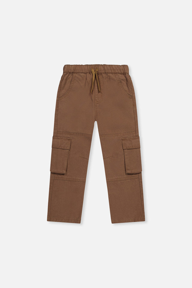Twill Pants With Cargo Pockets Neutral Brown-0