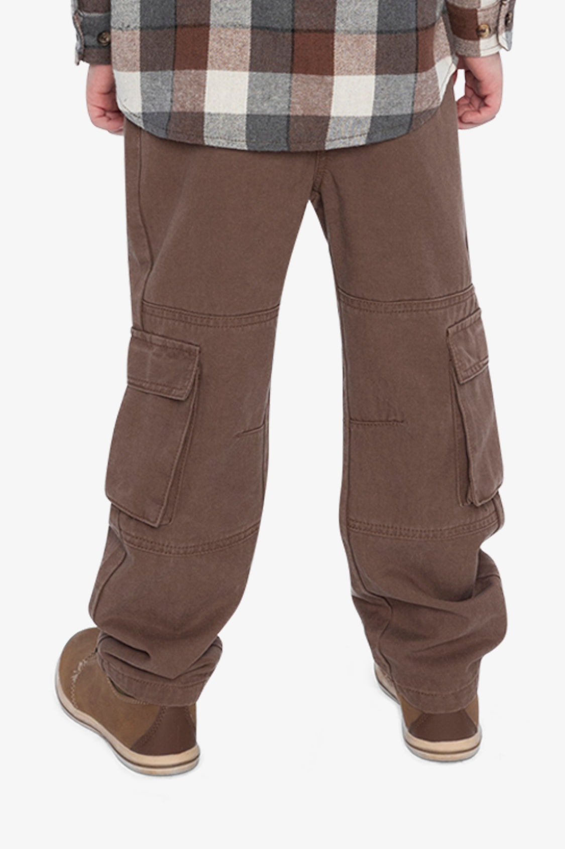 Twill Pants With Cargo Pockets Neutral Brown-3