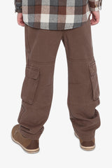 Twill Pants With Cargo Pockets Neutral Brown-3