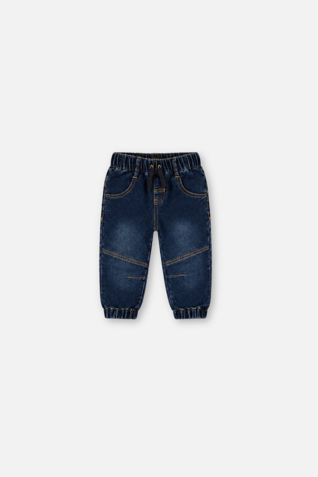 Baby French Terry Denim Jogger Pants Navy Blue-0