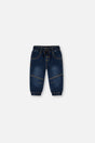 Baby French Terry Denim Jogger Pants Navy Blue-0