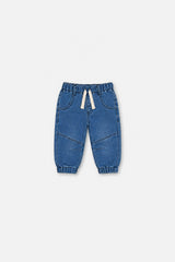 Baby French Terry Denim Jogger Pants Light Blue-0