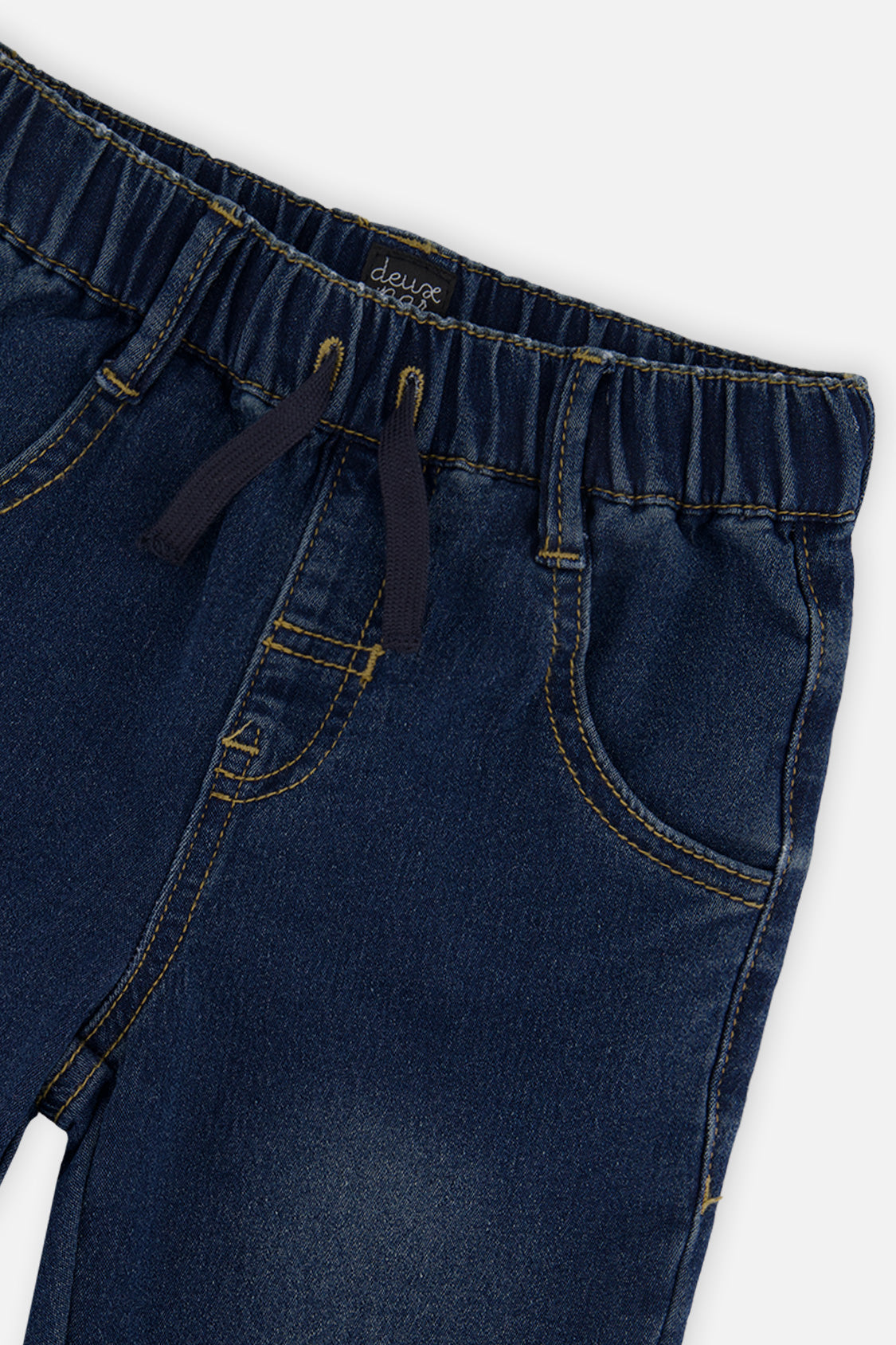 Deux par Deux French Terry Denim Jogger Pants Navy Blue