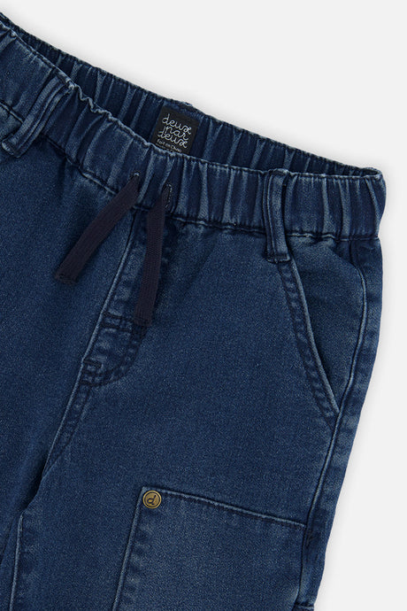 Deux par Deux Baby French Terry Denim Pants Navy Blue