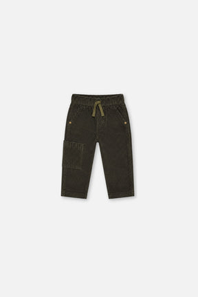 Baby Stretch Corduroy Pants With Cargo Pocket Dark Grey-0