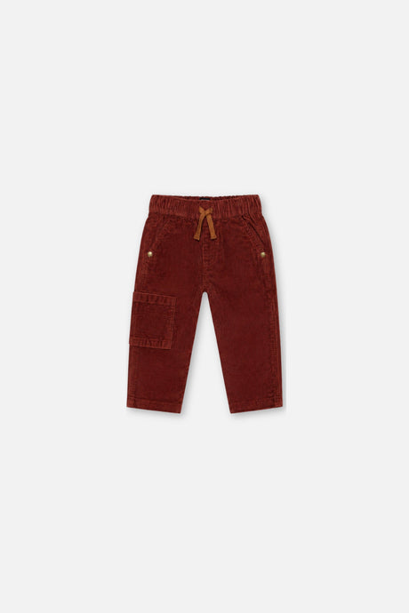 Baby Stretch Corduroy Pants With Cargo Pocket Reddish-Brown-0