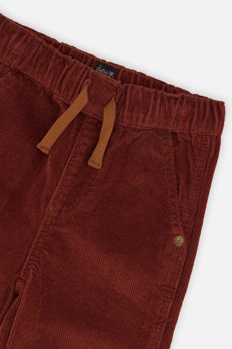 Deux par Deux Baby Stretch Corduroy Pants With Cargo Pocket Reddish-Brown
