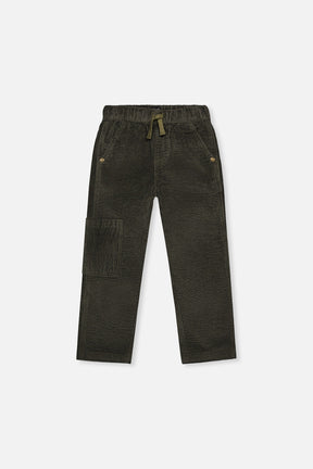 Stretch Corduroy Pants With Cargo Pocket Dark Grey-0
