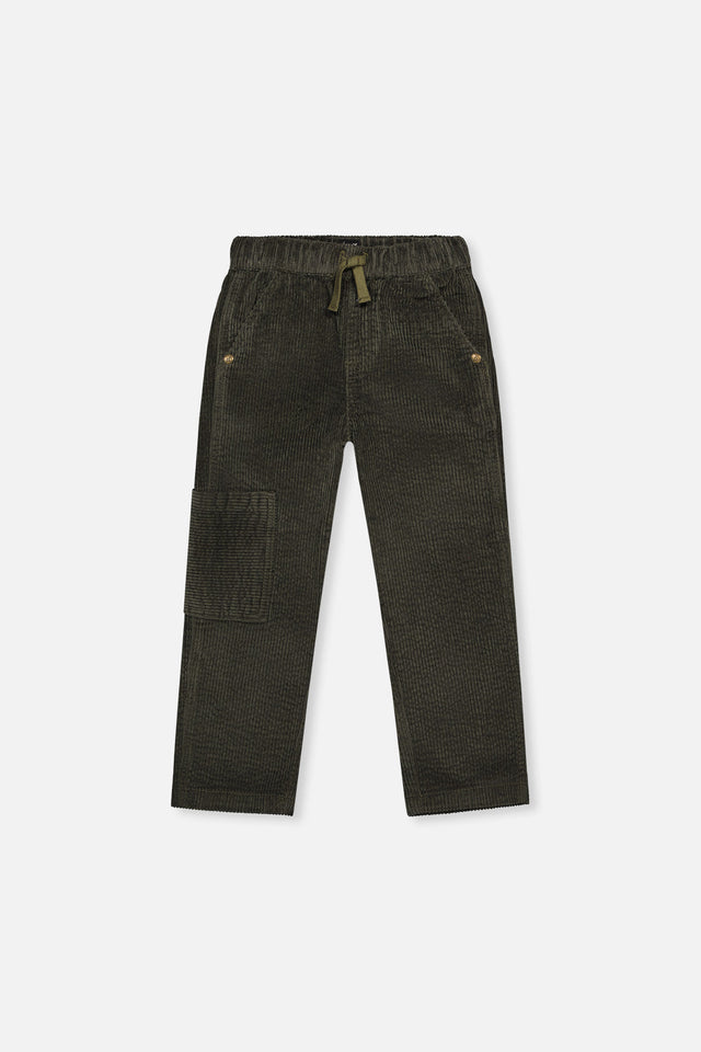 Stretch Corduroy Pants With Cargo Pocket Dark Grey-0