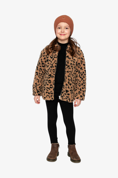 Zipped Sherpa Overshirt With Chest Pockets Leopard Fur-4