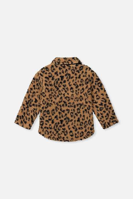 Deux par Deux Zipped Sherpa Overshirt With Chest Pockets Leopard Fur product image P2