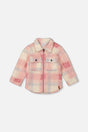 Zipped Plaid Overshirt With Chest Pockets Beige And Pink Plaid-0