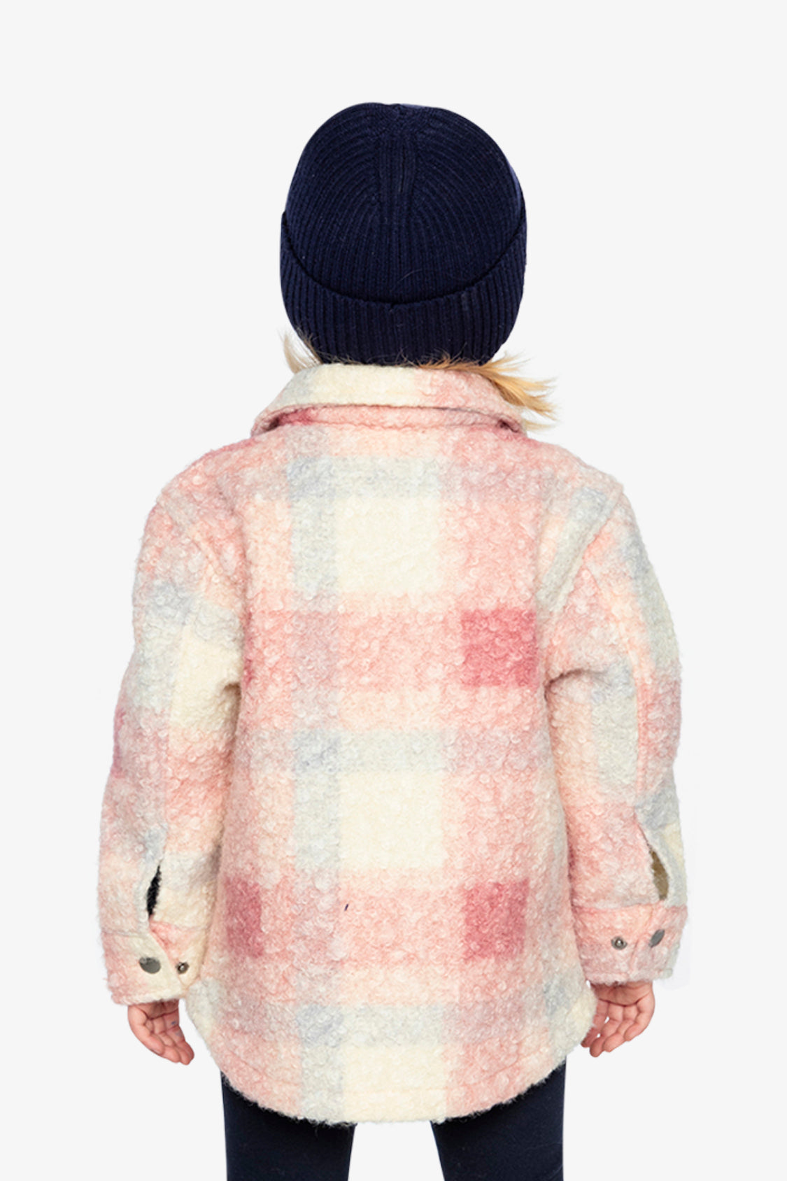 Zipped Plaid Overshirt With Chest Pockets Beige And Pink Plaid-3