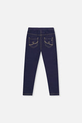 Back view of the Deux par Deux navy blue denim-look jeggings
