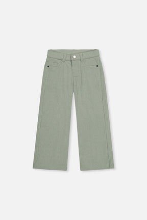 Stretch Corduroy Wide Leg Pants Pale Turquoise by Deux par Deux, flat front view