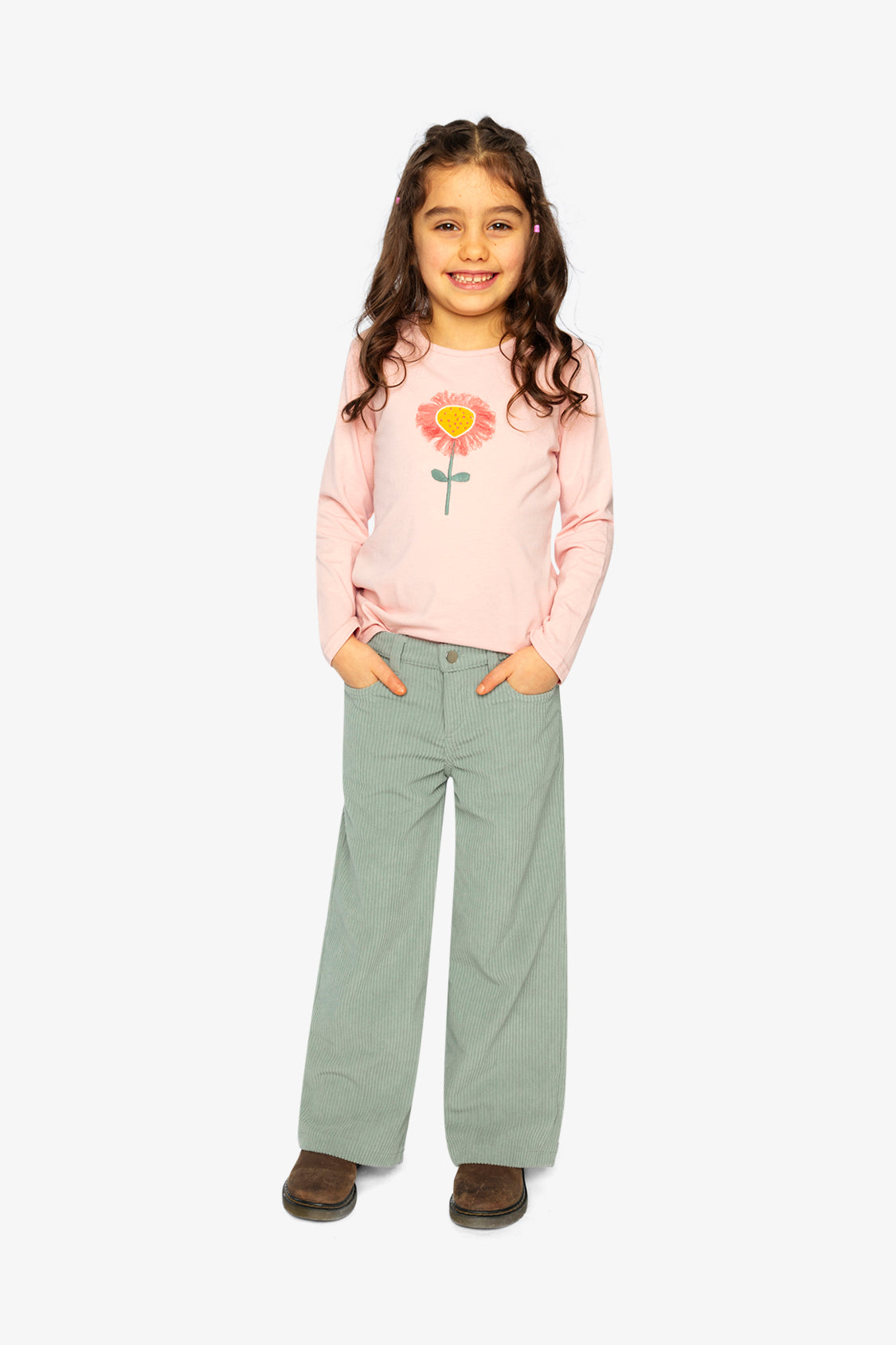 Stretch Corduroy Wide Leg Pants Pale Turquoise-4