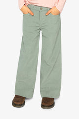 Stretch Corduroy Wide Leg Pants Pale Turquoise-1